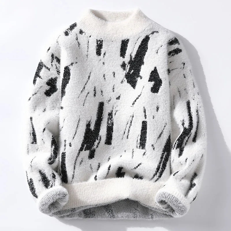 Sweter męski | abstrakcyjny wzór, luźny krój