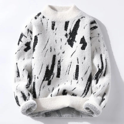 Sweter męski | abstrakcyjny wzór, luźny krój
