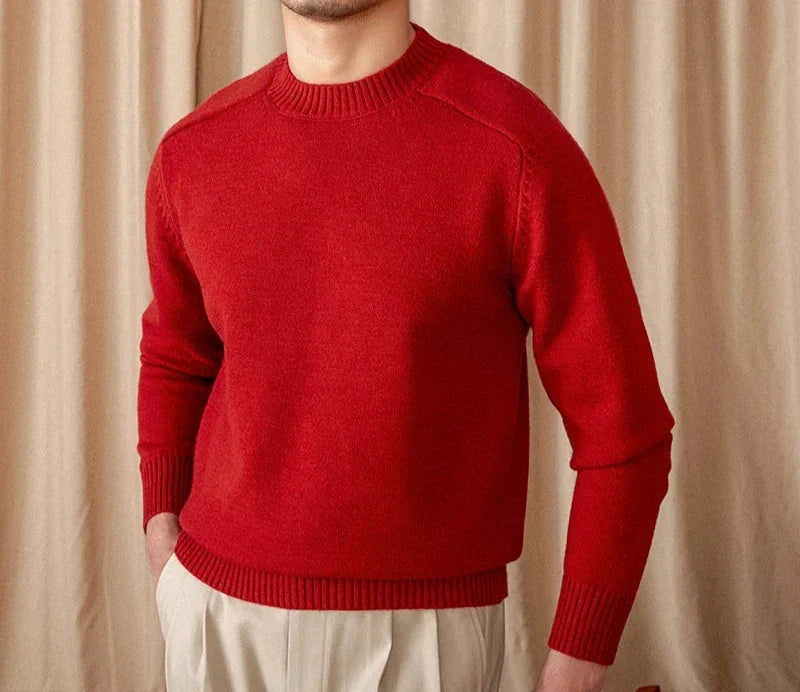 Sweter męski | zimowy, okrągły dekolt