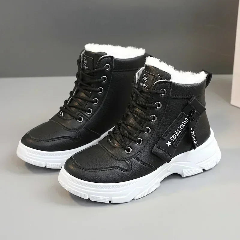 Buty zimowe damskie | futerko, wysoka cholewka
