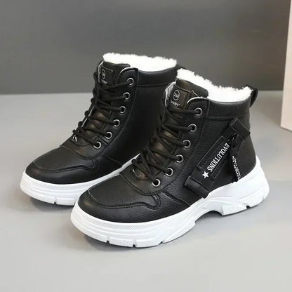 Buty zimowe damskie | futerko, wysoka cholewka