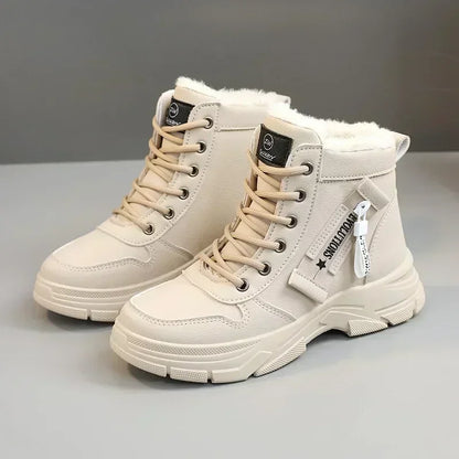Buty zimowe damskie | futerko, wysoka cholewka