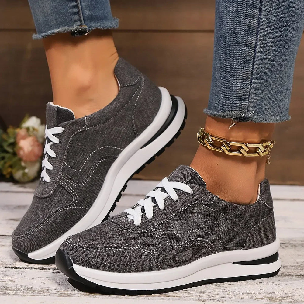 Sneakersy damskie | denim, wsuwane