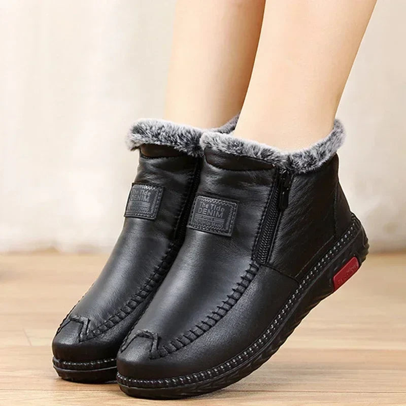 Buty zimowe damskie | futerko, szeroki nosek