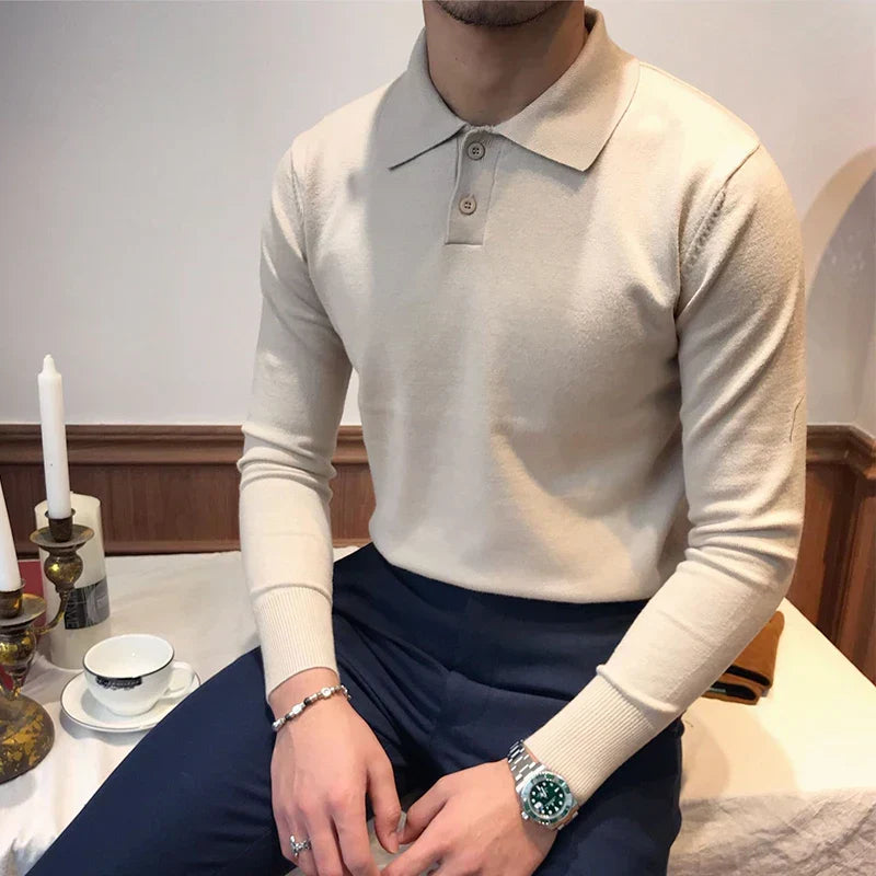 Sweter męski | jednolity wzór, długie rękawy