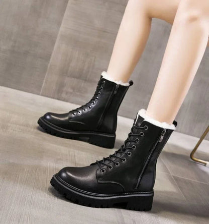 Buty zimowe damskie | sznurowanie, bieżnikowana podeszwa