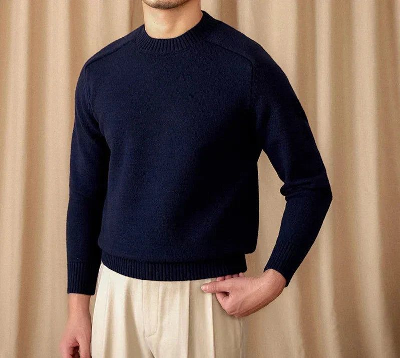 Sweter męski | zimowy, okrągły dekolt