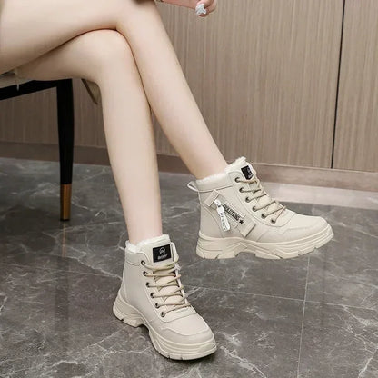 Buty zimowe damskie | futerko, wysoka cholewka