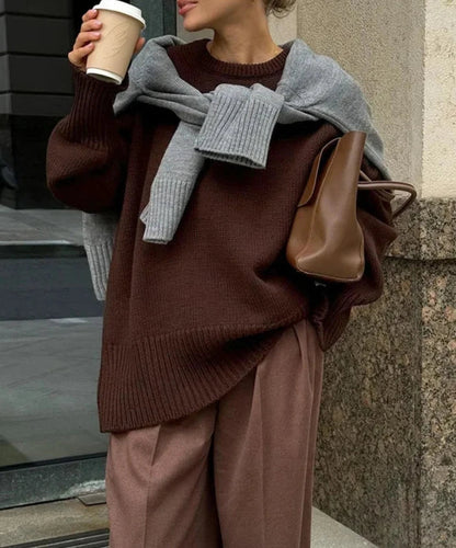 Sweter damski | oversize, dekolt