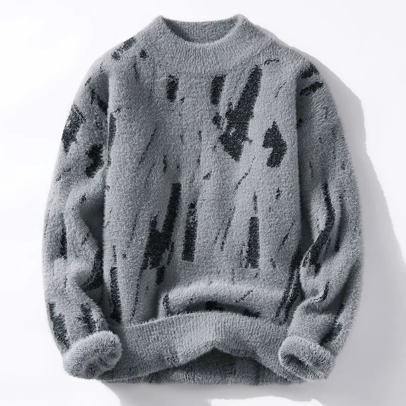 Sweter męski | abstrakcyjny wzór, luźny krój