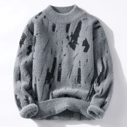 Sweter męski | abstrakcyjny wzór, luźny krój