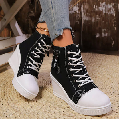 Ventra - Sneakersy damskie na platformie | Zamek błyskawiczny, podwyższona podeszwa | Styl casual na co dzień