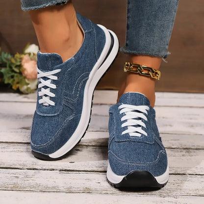 Sneakersy damskie | denim, wsuwane