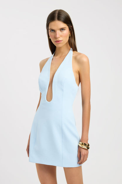 Sukienka mini | dekolt halter, odkryte plecy