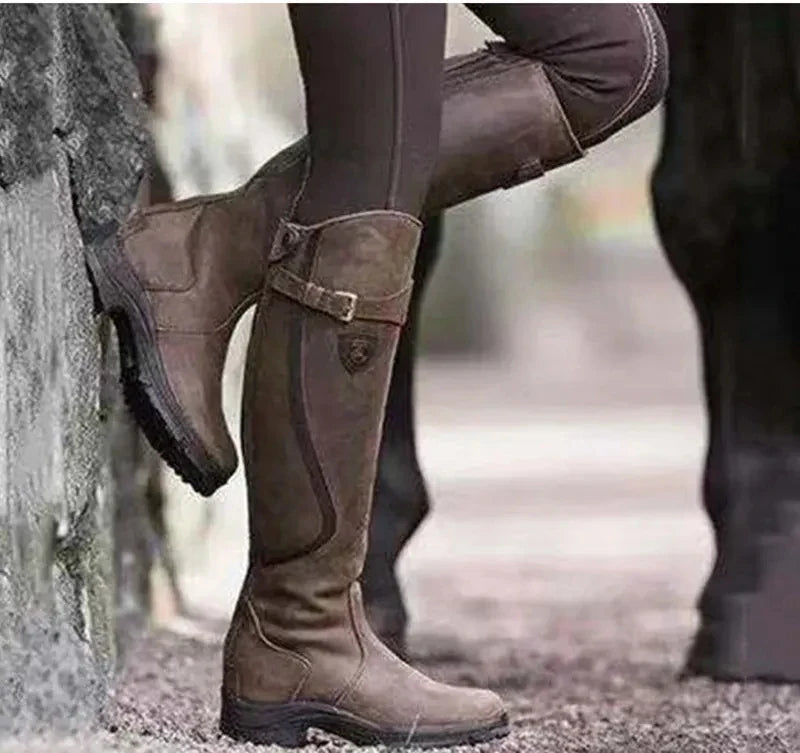 Buty zimowe damskie | wysoka cholewka, regulowany pasek