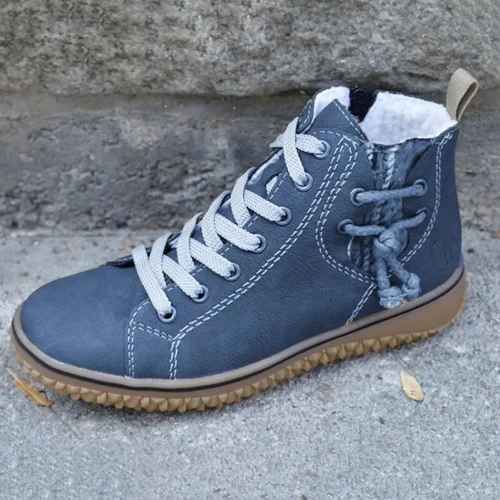 Buty zimowe damskie | futerko, sznurowanie
