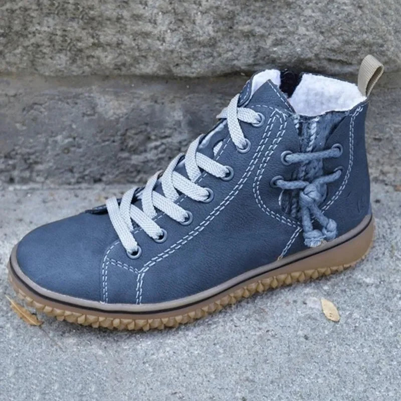 Buty zimowe damskie | futerko, sznurowanie