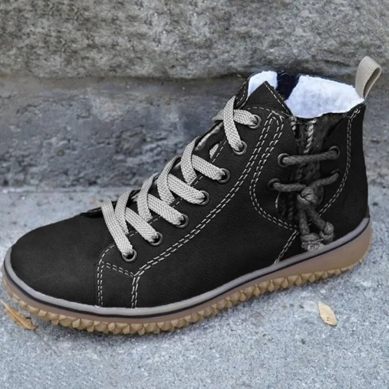 Buty zimowe damskie | futerko, sznurowanie