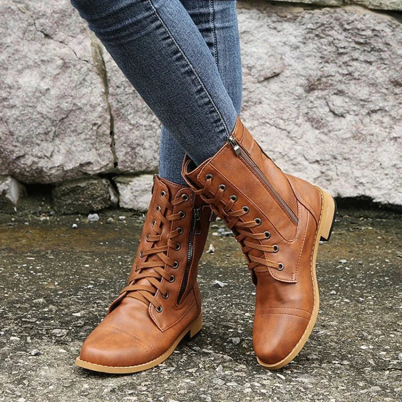 Trapery damskie | sznurowanie, boczny zamek