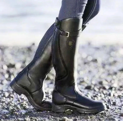 Buty zimowe damskie | wysoka cholewka, regulowany pasek