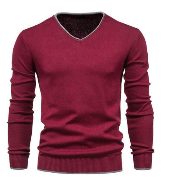 Sweter męski | dekolt w serek, gładka struktura