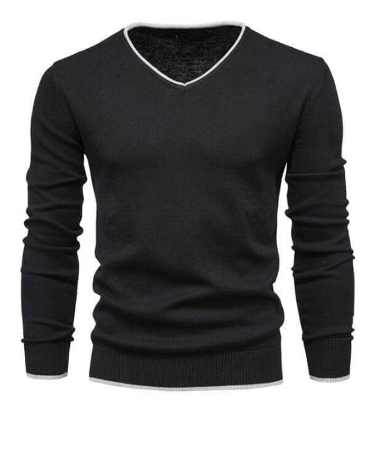 Sweter męski | dekolt w serek, gładka struktura