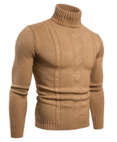 Sweter męski | skręcony wzór, wysoki kołnierz