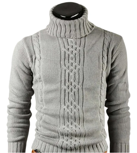 Sweter męski | skręcony wzór, wysoki kołnierz