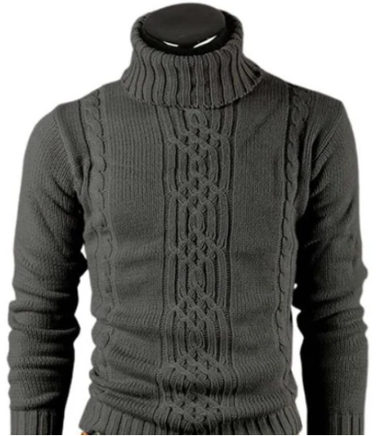 Sweter męski | skręcony wzór, wysoki kołnierz