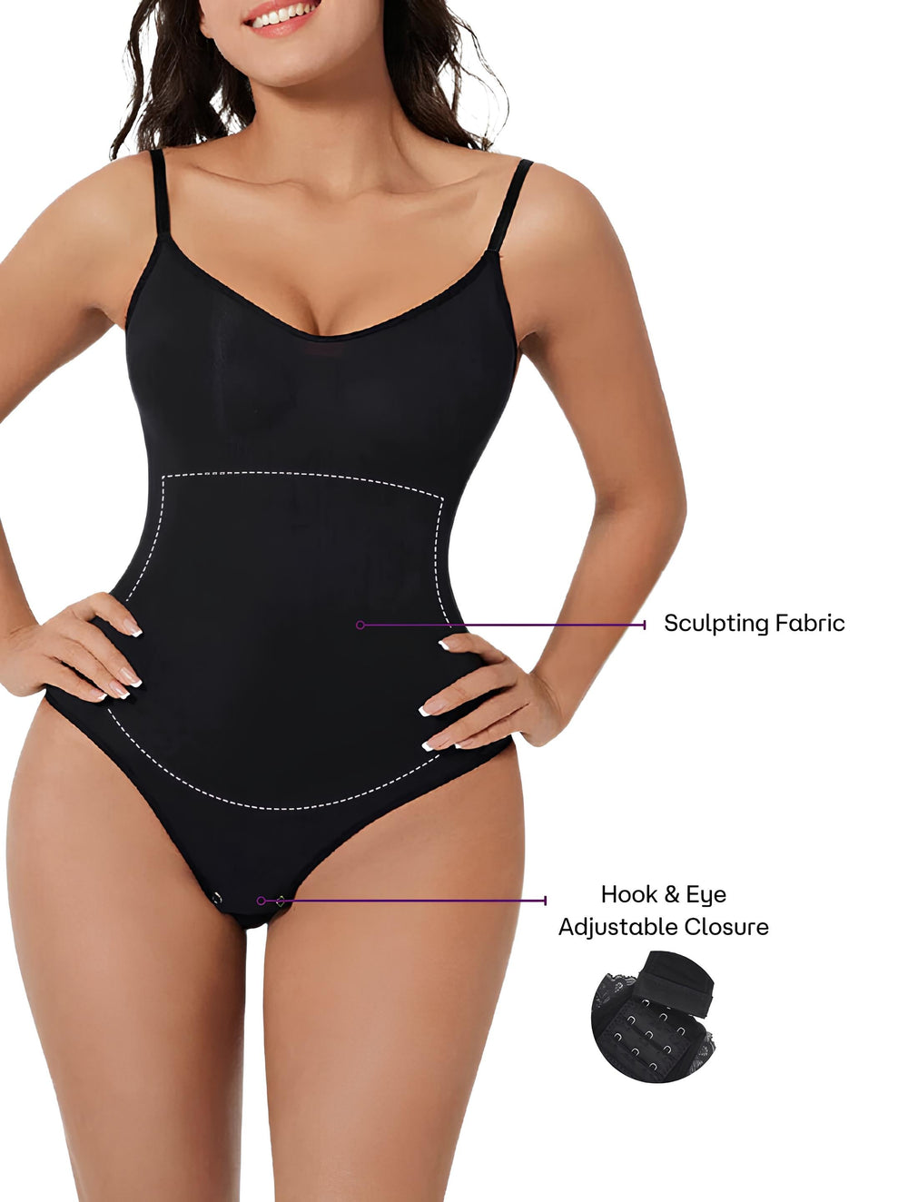 Body modelujące damskie | Power mesh, wbudowany biustonosz, zapięcie na haczyki | Bielizna korygująca