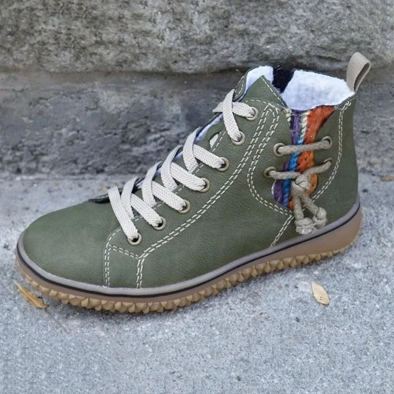 Buty zimowe damskie | futerko, sznurowanie