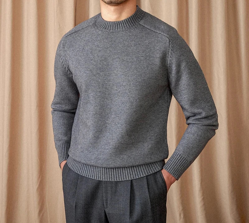 Sweter męski | zimowy, okrągły dekolt