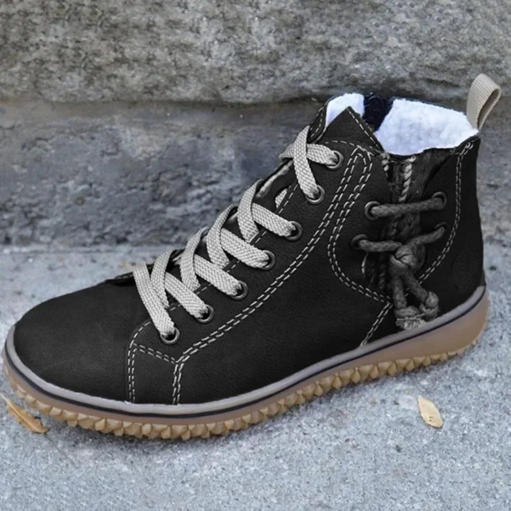 Buty zimowe damskie | futerko, sznurowanie