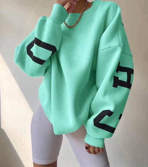 Bluza damska | graficzne rękawy, krój oversize