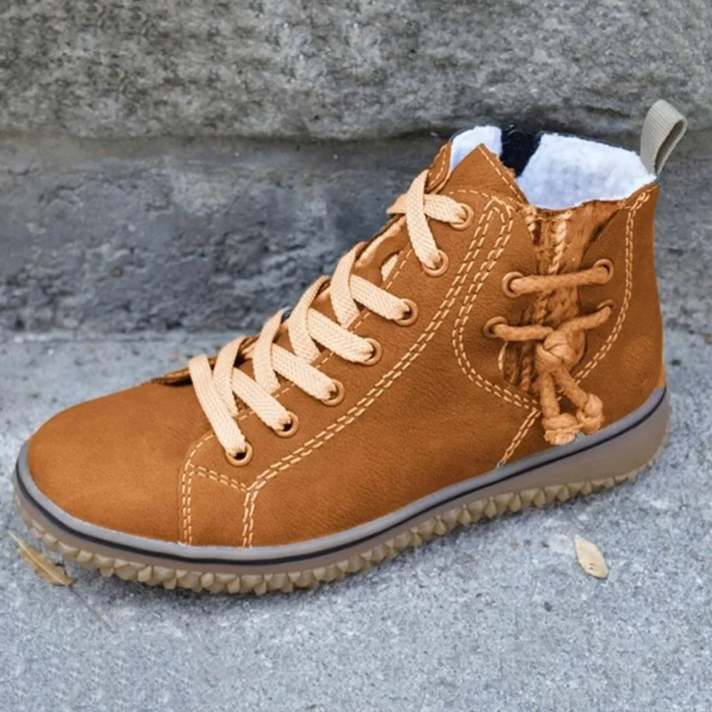 Buty zimowe damskie | futerko, sznurowanie