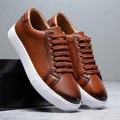 Sneakersy męskie skórzane | wyściełana wkładka