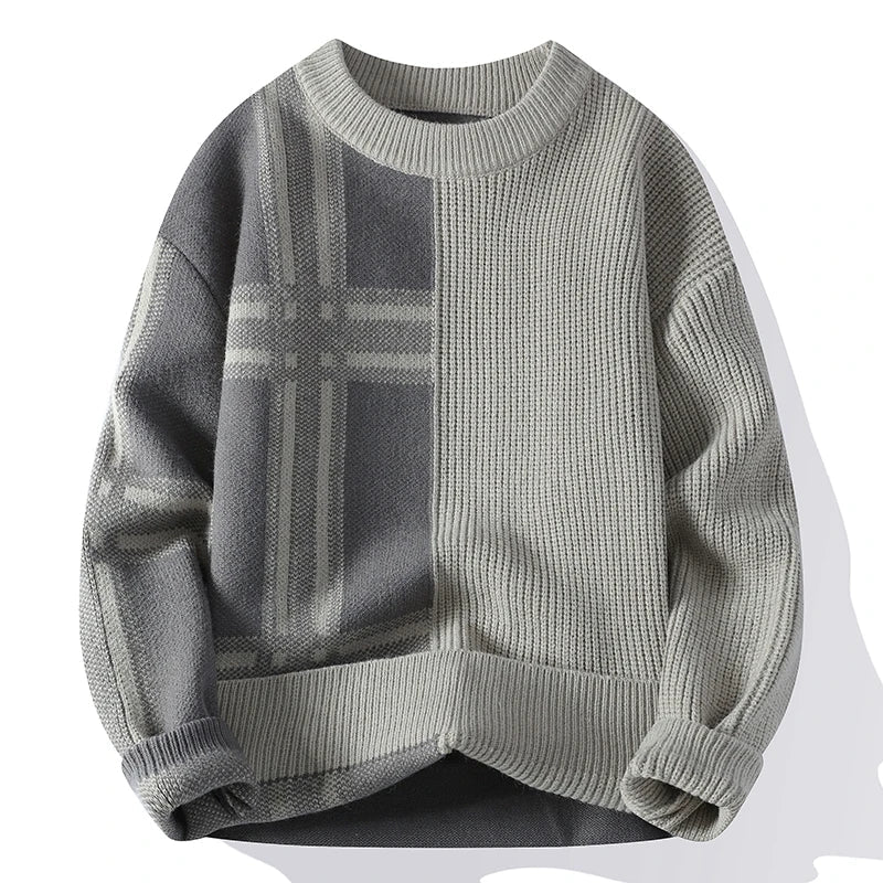 Sweter męski | patchwork, kontrastowe sekcje