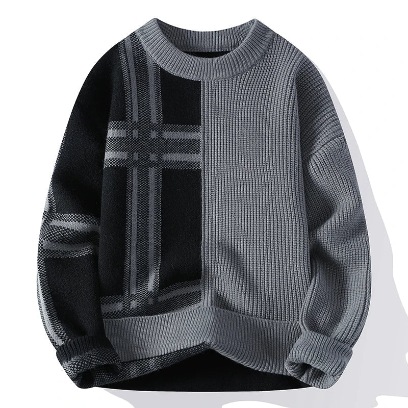 Sweter męski | patchwork, kontrastowe sekcje