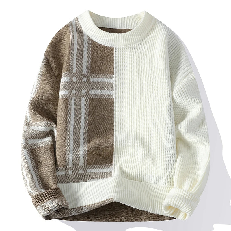 Sweter męski | patchwork, kontrastowe sekcje