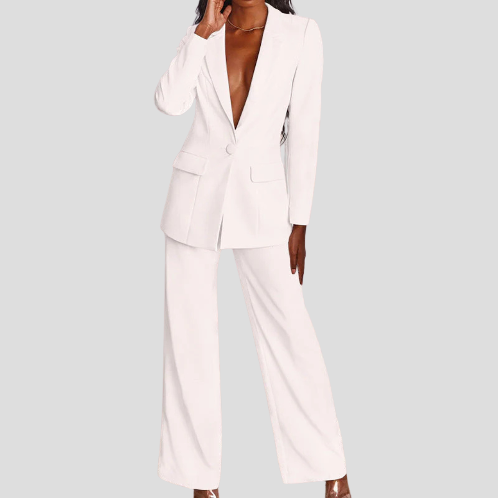 Komplet damski z żakietem | Żakiet i spodnie, kobiecy krój | Elegancki styl do pracy i na kolację