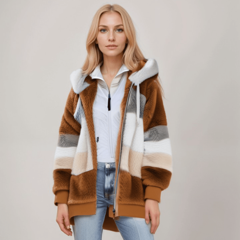 Bluza polarowa damska | zamek, regulowany kaptur