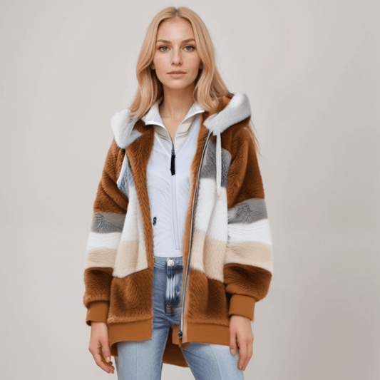 Bluza polarowa damska | zamek, regulowany kaptur