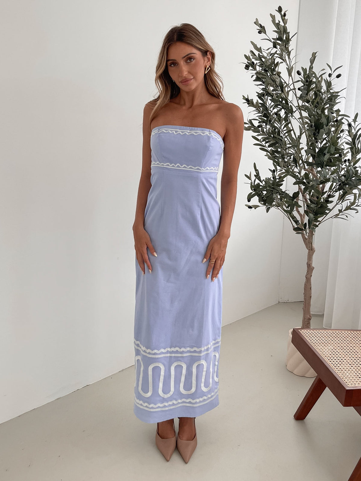 Sukienka maxi | dekolt tube, 100% bawełna
