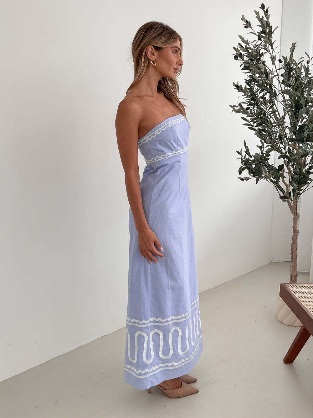 Sukienka maxi | dekolt tube, 100% bawełna