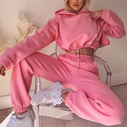 Komplet dresowy damski | bluza z kapturem, wysoki stan