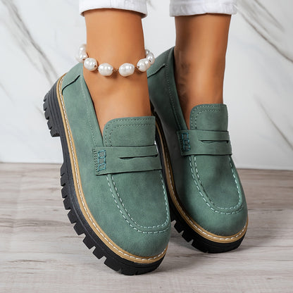 Mokasyny damskie | okrągły nosek, styl retro