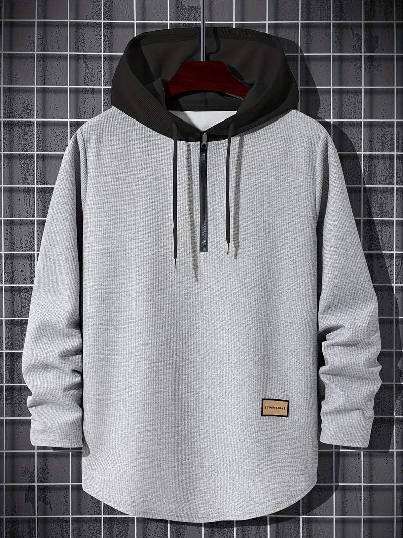 Bluza męska z kapturem | color block, długie rękawy