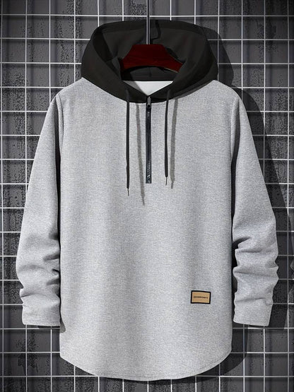Bluza męska z kapturem | color block, długie rękawy
