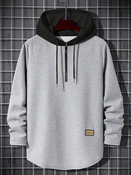 Bluza męska z kapturem | color block, długie rękawy