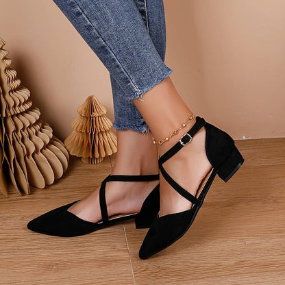 Buty damskie płaskie | ostry nosek, regulowany pasek